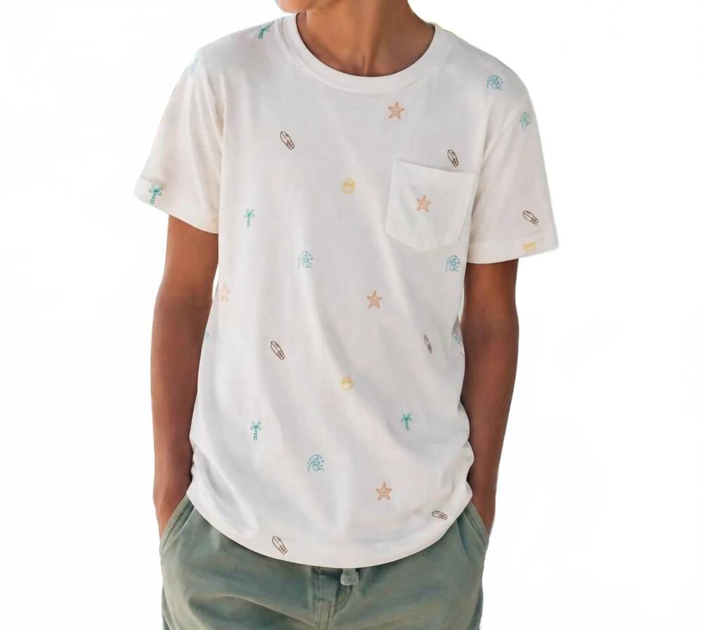 NEW APPAMAN boy's concert beach graphic t-shirt in white
